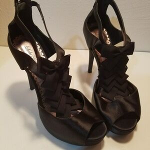Black Ruffle Platform Heels